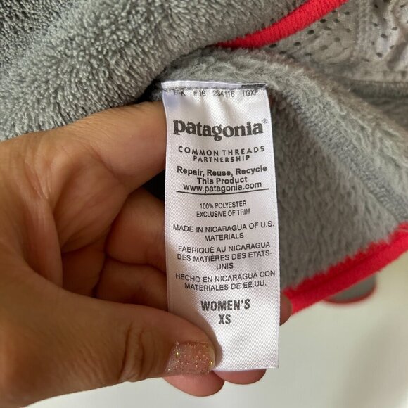 Patagonia Fleece Pullover Womens XS Gray 1/4 Button Cozy High Neck Pockets - Picture 6 of 7